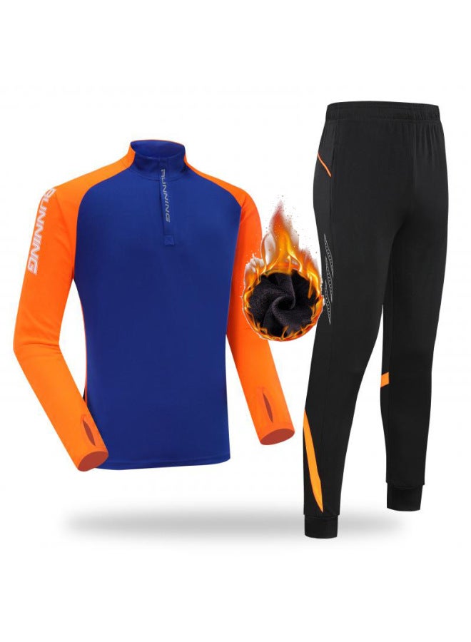 Children's Football Uniforms Fleece-lined Autumn And Winter Sports Fitness Suits Adult Half-zip Long-sleeved Football Training Suits Cycling Suits
