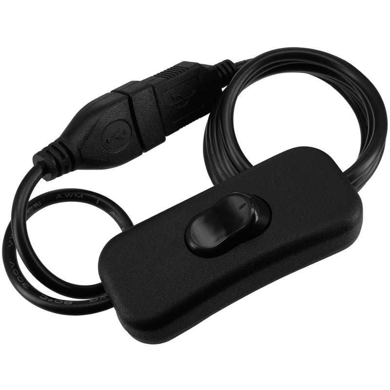كابل USB مع مفتاح، مجموعة 2 قطعة 1 متر/3 أقدام كابل تمديد ذكر إلى أنثى مع مفتاح هزاز مدمج لتشغيل/إيقاف لجهاز تسجيل القيادة، مصباح مكتب LED، مروحة USB، شريط LED (مجموعة 2 قطعة 3 أقدام) - Image 2