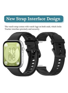 Generic Strap Compatible with Huawei Watch Fit 3 Strap for Women Men Adjustable Replacement Wristband Silicone Sport Watch Band for Huawei Watch Fit 3 (Black)  - Image 3