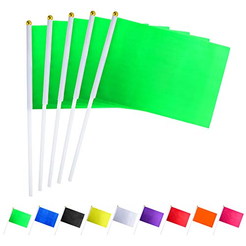Consummate 25 Pack Solid Green Flag Small Mini Plain Green DIY Flags On StickParty Decorations for ParadesGrand OpeningKids BirthdayParty Events Celebration - Image 1