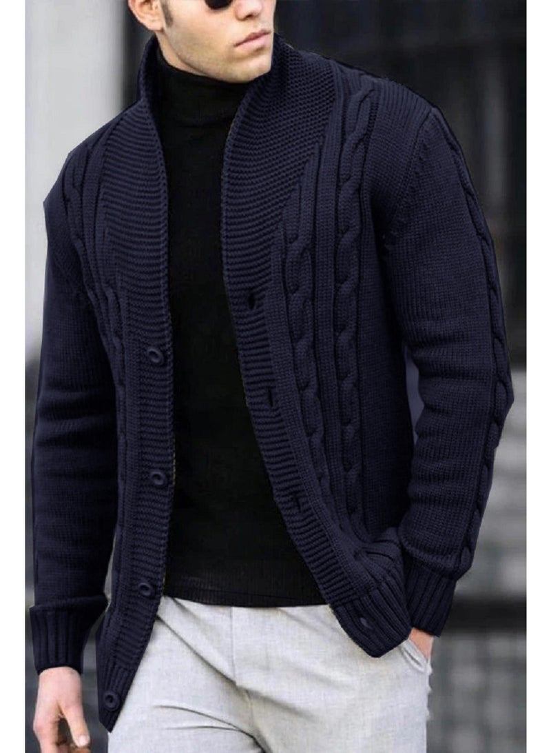 NIBEMINENT Autumn and Winter  Men's Casual Warm Coat Sweater Cardigan Sweater Men's Long-sleeved  Sweater - Image 1