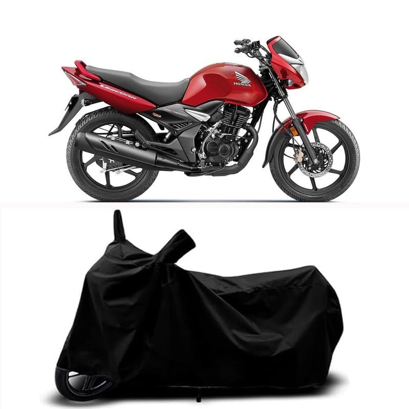 RABABLI Bike Body Cover Compatible with Honda Unicorn STD with All Variants Scratch-Proof, Buckle Belt – Rain, UV & Dust Resistant Windproof & All-Weather Shield (Black Color) - Image 1