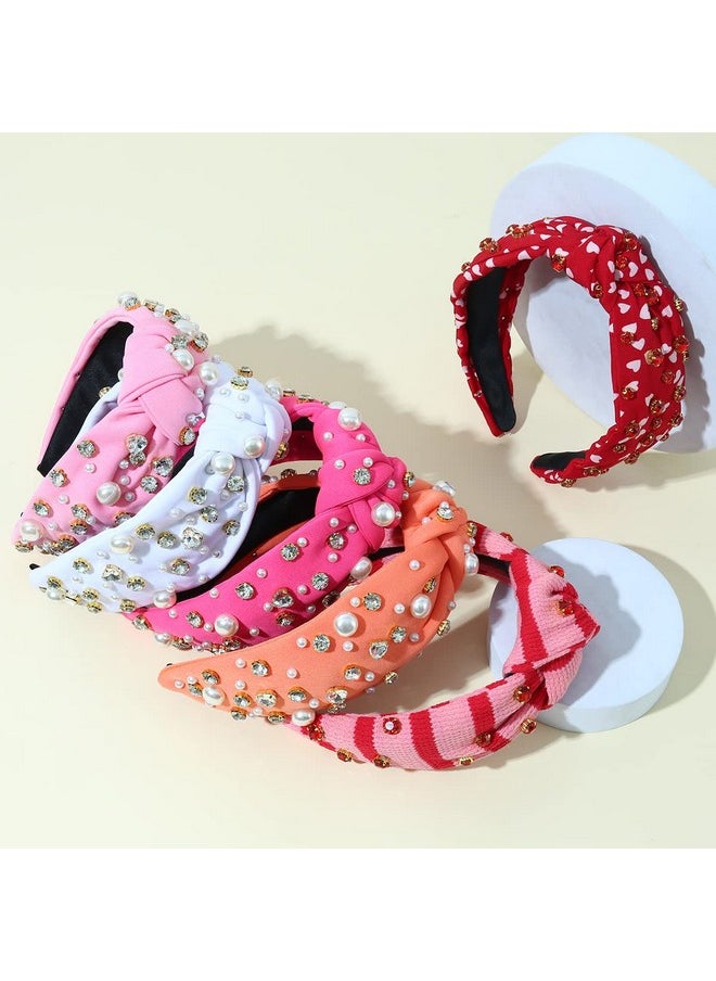 FEDANS - Women Knotted Jeweled Headband Heart Shaped Crystal Embellished Mixed Top Hairband Ladies Twist Nylon Pearl Hair Accessories For Girls - Image 1
