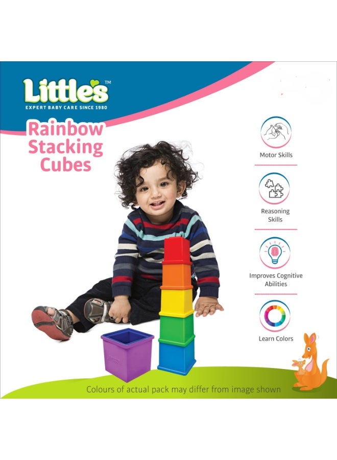ليتلز Little's Rainbow Stacking Cubes I Activity Toy for Babies I Multicolor I Infant & Preschool Toys I Develops Motor & Reasoning Skills(7 Pieces) (Pack of 2) - Image 2