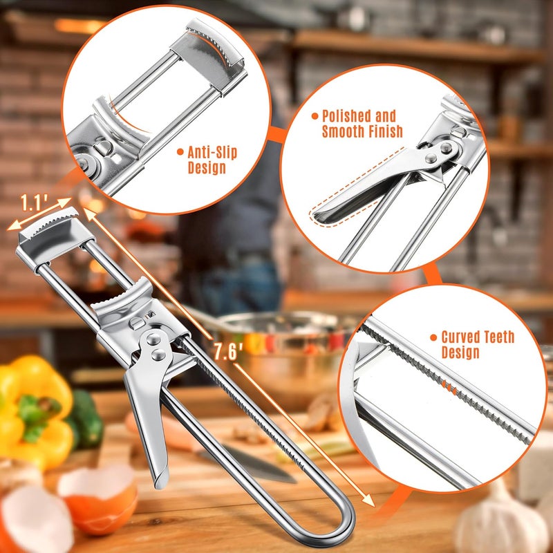 Enhon 2PCS Adjustable Stainless Steel Jar Opener & 2PCS Keychain Bottle Cap Opener, Jar Openers for Seniors, Arthritis, Men, Kids, Weak Hands, Gripper Tight Lid Kitchen Gadgets - Image 3