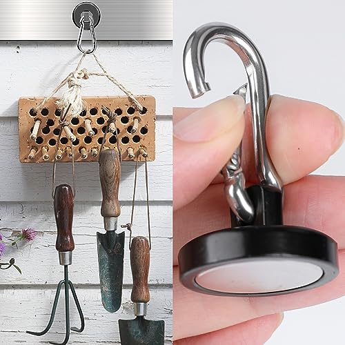 MIKEDE Strong Magnetic Hooks, 150LB Neodymium Black Magnets Heavy Duty with Swivel Carabiner Hook, Magnets with Hooks for Locker, Kitchen, Cruise Cabin, Office - 10 Pack - Image 5