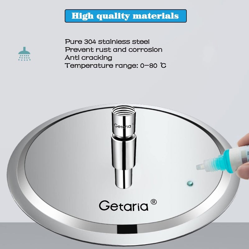 Getaria Rain Shower Head,12 Inch High Pressure Rainfall Showerhead Large Waterfall Shower Head with Anti-Limescale Nozzles Rain Shower Head Round - Image 5