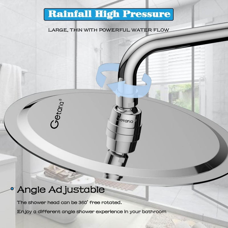 Getaria Rain Shower Head,12 Inch High Pressure Rainfall Showerhead Large Waterfall Shower Head with Anti-Limescale Nozzles Rain Shower Head Round - Image 3