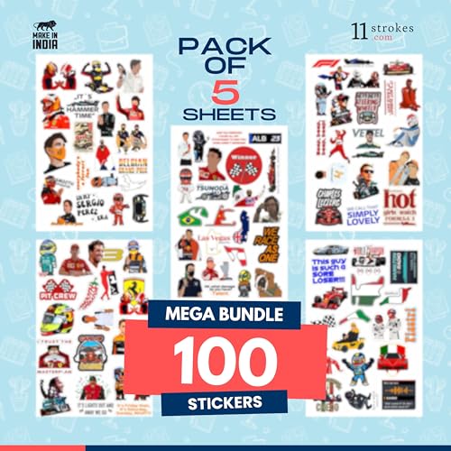 11 Strokes Stickers Set of 100 f1 Stickers I Formula 1 car I f1 Merch car Sticker I Ferrari – Gifts for Car Lovers - Image 2