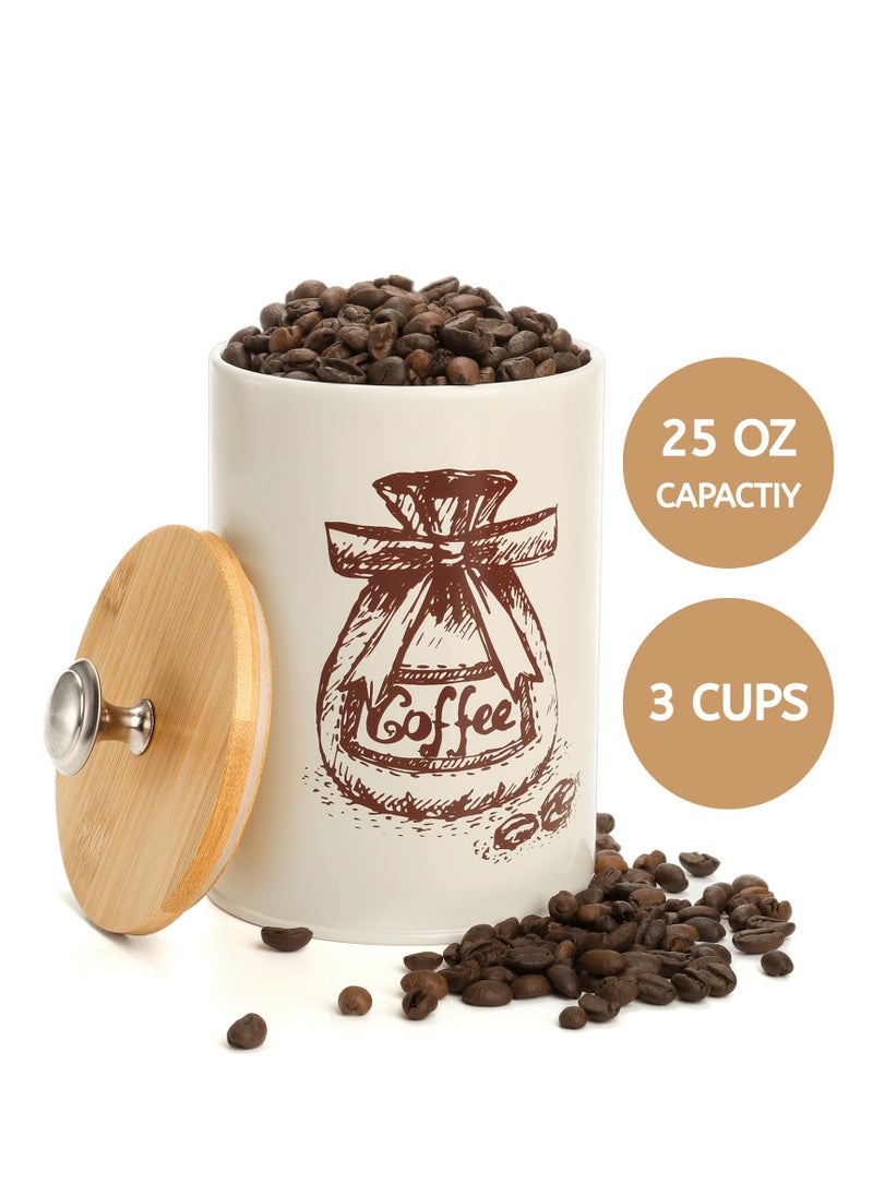 Generic - Canister Sets for Kitchen Counter, Coffee Sugar Tea Canister Set, Metal Vintage Kitchen Containers 3 Pack, Food Storage Containers with Bamboo Lid, Farmhouse Decor, Beige - Image 1