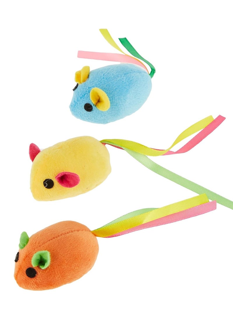 Duvo Plus Terry Mouse Cat Toy With Ribbon Tail 3-Pieces - Image 4