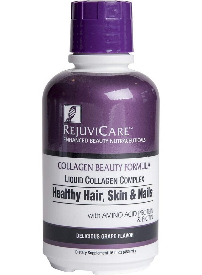 REJUVICARE Liquid Collagen Beauty Formula With Amino Acids, Protein And Biotin, Delicious Grape Flavor, Purple 16 Oz ,32 Servings - Image 1