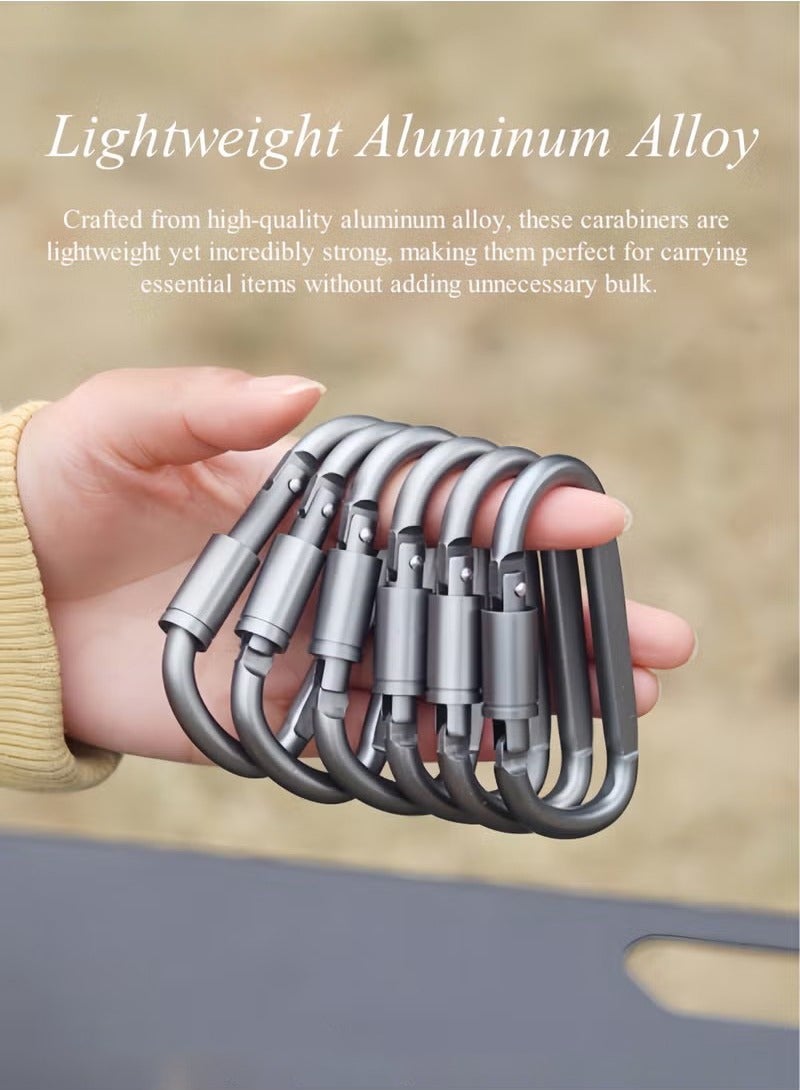 موندا 4 قطع مشبك على شكل حرف D مع قفل متين وسلسلة مفاتيح ومشابك قفل تلقائي لتأمين الحيوانات الأليفة، في الهواء الطلق، والتخييم، والمشي لمسافات طويلة، والأرجوحة، وحزام مقود الكلب - Image 3