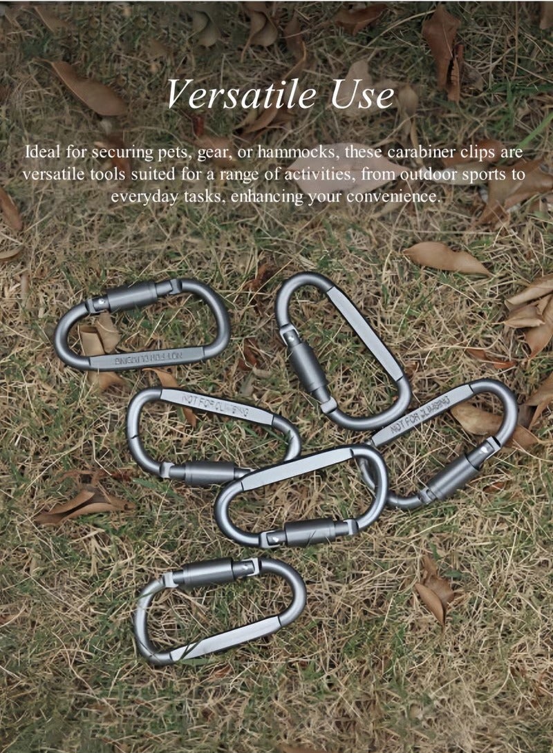 موندا 4 قطع مشبك على شكل حرف D مع قفل متين وسلسلة مفاتيح ومشابك قفل تلقائي لتأمين الحيوانات الأليفة، في الهواء الطلق، والتخييم، والمشي لمسافات طويلة، والأرجوحة، وحزام مقود الكلب - Image 4
