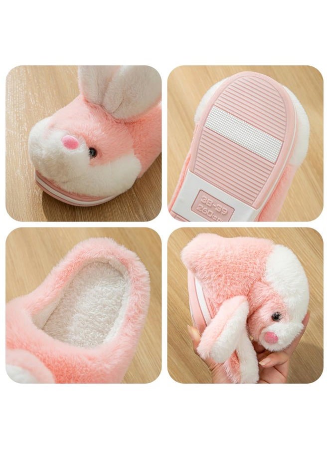YILANLAN Women's Cute Bunny Animals Slippers Interesting Comfortable Furry Slippers Soft Plush Winter season Keep warm Home Slippers, Grey Slipper, 6.5-7.5 Women/6-6.5 Men - Image 4