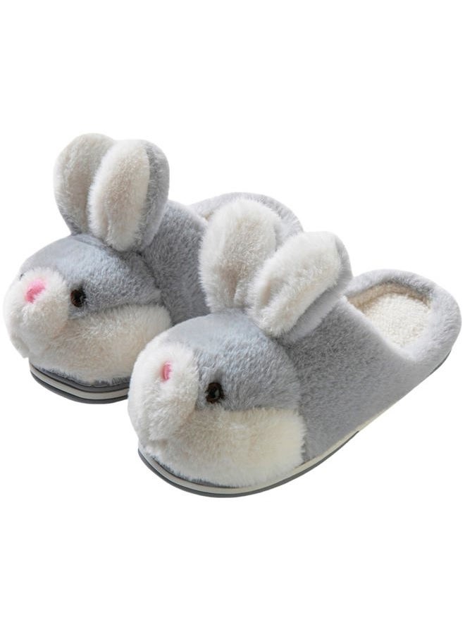 YILANLAN Women's Cute Bunny Animals Slippers Interesting Comfortable Furry Slippers Soft Plush Winter season Keep warm Home Slippers, Grey Slipper, 6.5-7.5 Women/6-6.5 Men - Image 1