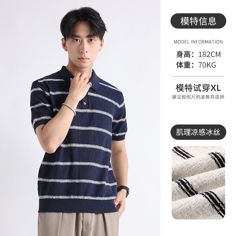Knitted Polo Shirt Short Sleeve Casual Business Men Top - Image 2