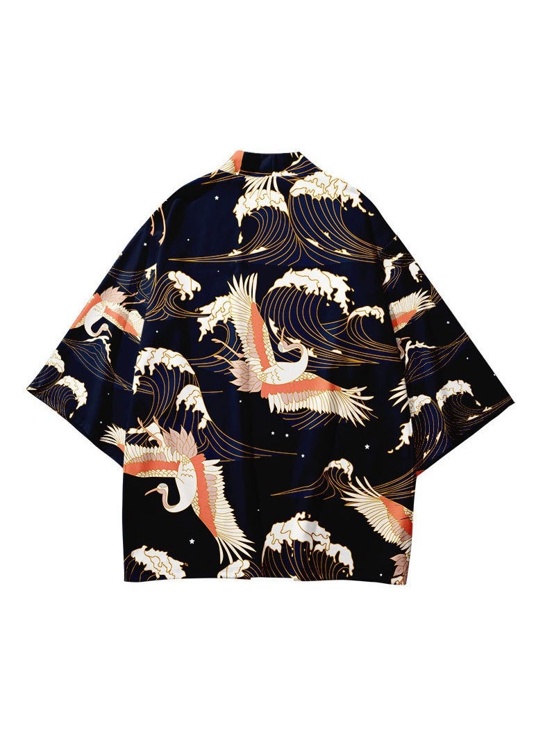 Loquat New China-Chic Element 3D Printing Cardigan Loose Men's Cape - Image 1
