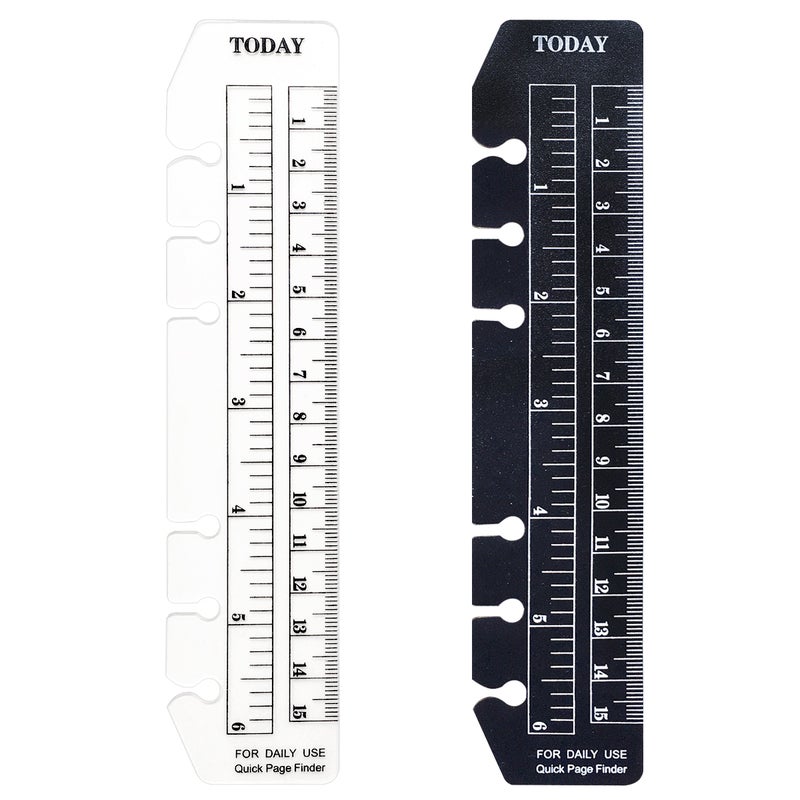 Zelten 2 Pack A6 6 Holes Page Marker Ruler Plastic Binder Ruler Divider Ruler for Journal Magazine Notebook (BTRuler, A6) - Image 1