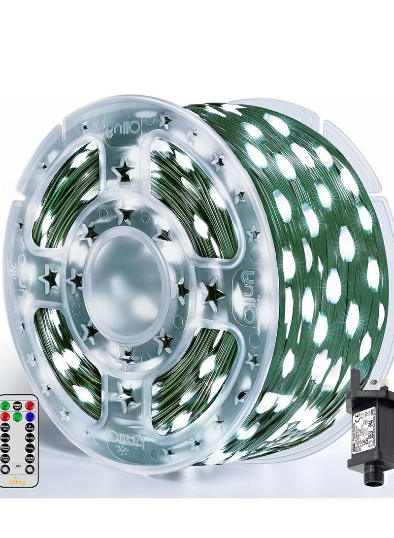 Green cord, flashing string of lights, warm white, waterproof tree lights for New Year's party or birthday celebration, decorative warm light with 8 flashing modes, (plug-in with remote control type) - Image 2