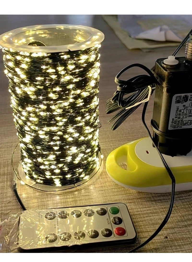 Green cord, flashing string of lights, warm white, waterproof tree lights for New Year's party or birthday celebration, decorative warm light with 8 flashing modes, (plug-in with remote control type) - Image 5