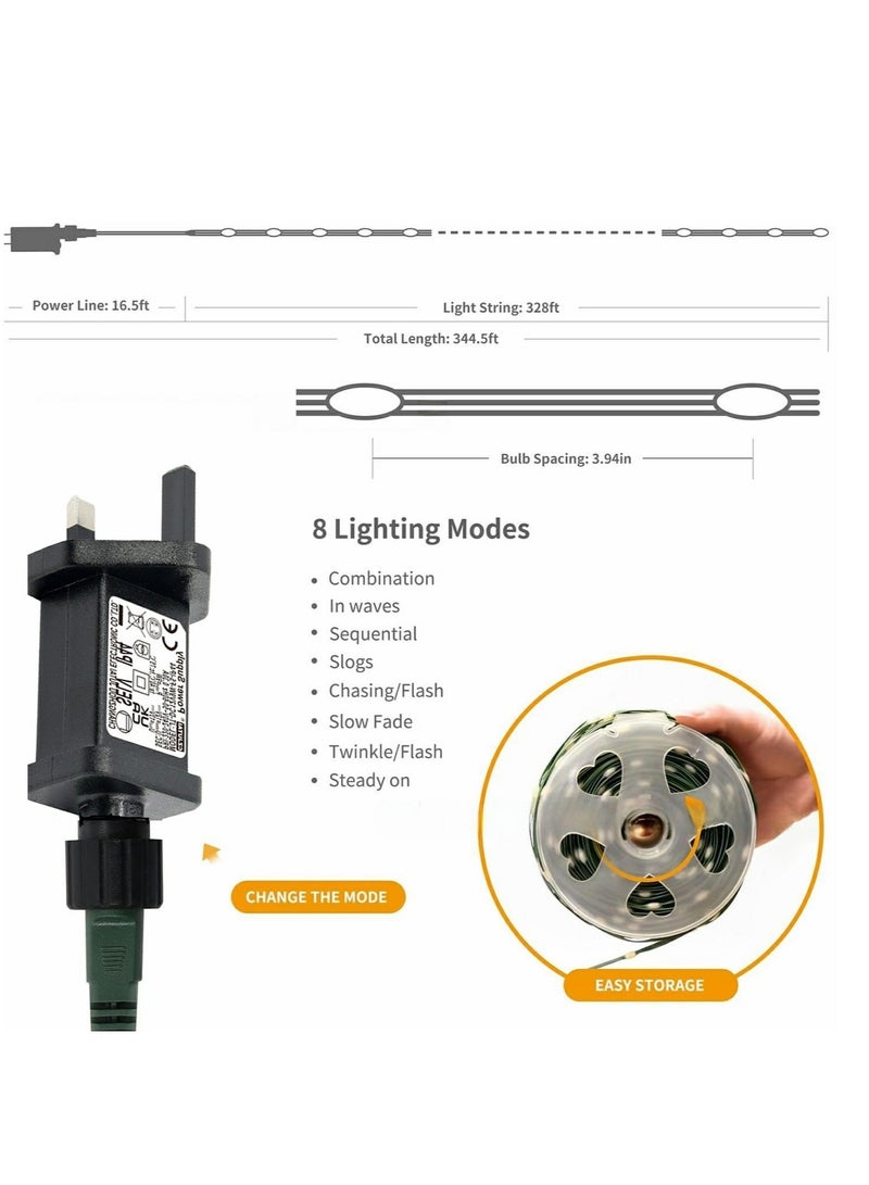 Green cord, flashing string of lights, warm white, waterproof tree lights for New Year's party or birthday celebration, decorative warm light with 8 flashing modes, (plug-in with remote control type) - Image 3