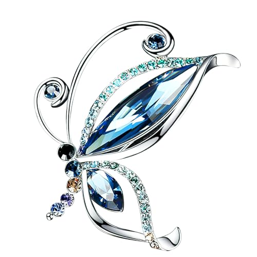 TecoKart® Butterfly Brooch Pin for Women and Men - Stylish Alloy Saree Brooch, Elegant Blue Rhinestone Coat Brooch Pin for Suits, Dresses, Blazers, Sweaters - Image 1