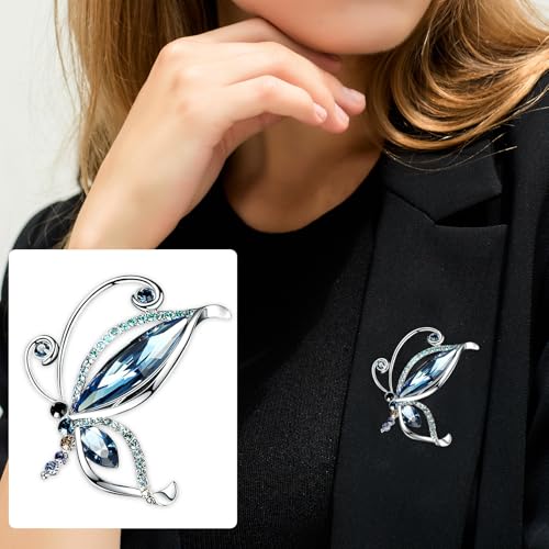 TecoKart® Butterfly Brooch Pin for Women and Men - Stylish Alloy Saree Brooch, Elegant Blue Rhinestone Coat Brooch Pin for Suits, Dresses, Blazers, Sweaters - Image 4