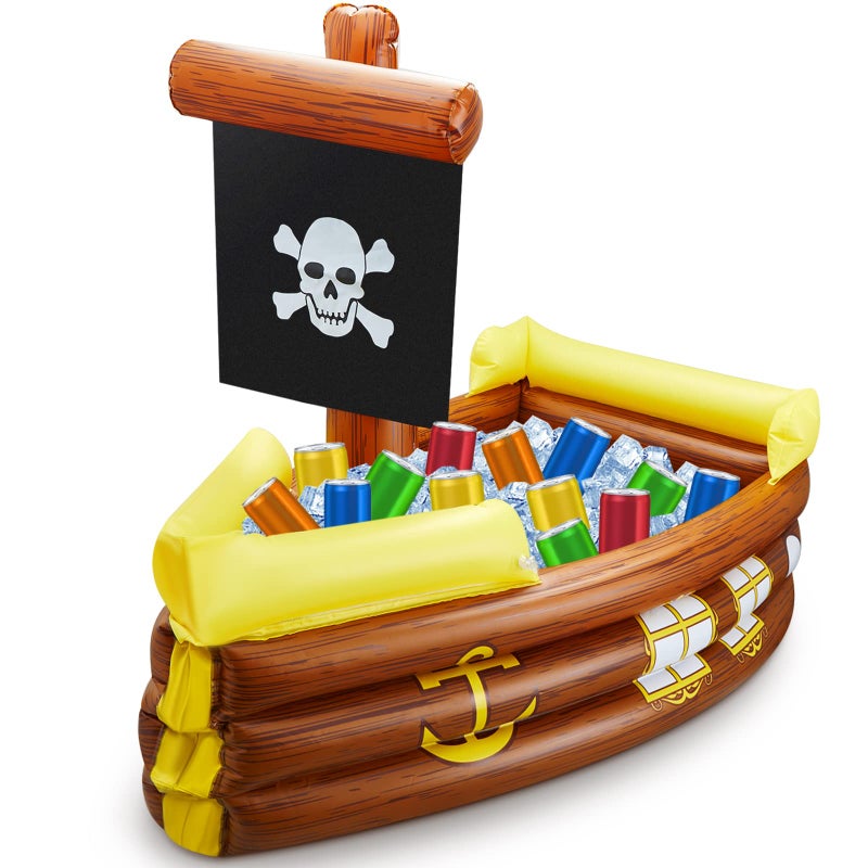 Cunhill Inflatable Pirate Ship Cooler Halloween Inflatable Cooler for Birthday Gasparilla Party Decorations Pool Party Supplies Food Tray Beverage Serving Containers Ice Holder - Image 2