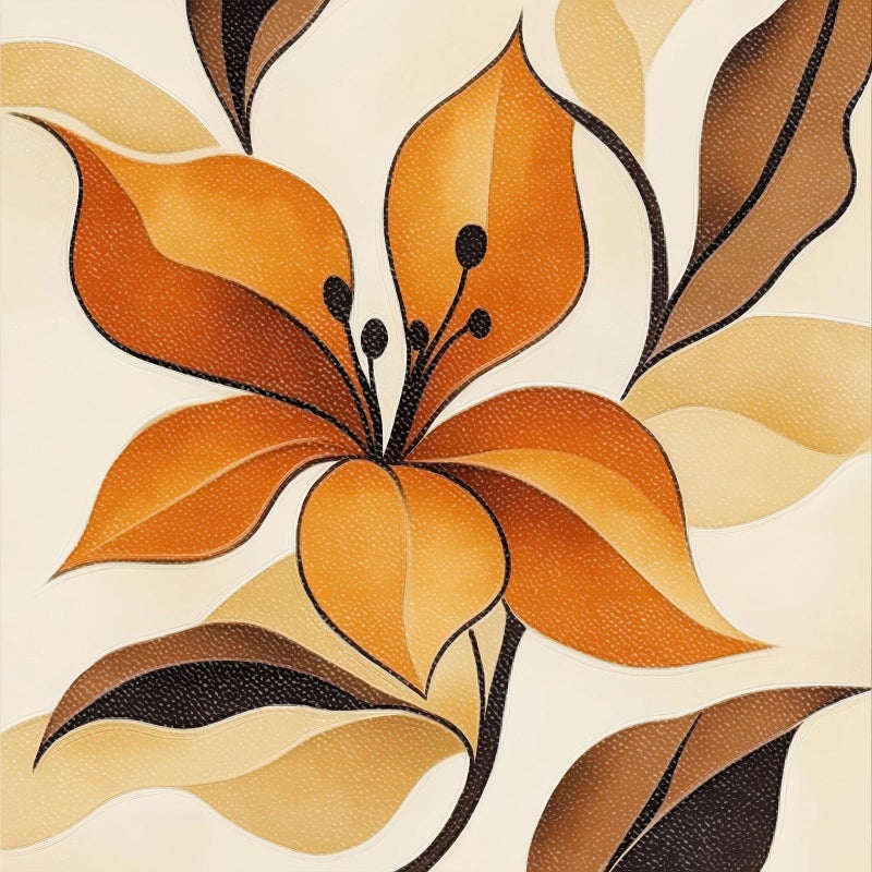 HOMETITUTE 10PCS 12x12 Inch Orange Brown Floral Textured Surface Floor Tiles Peel and Stick Removable Self Adhesive DIY Vinyl Flooring Stickers for Kitchen Bathroom Entryway Living Room Home Decor - Image 1