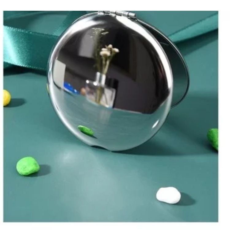 Mirror Portable Stainless Steel Portable Round Makeup Mirror Small Mirror Metal Female Hand-Held Drop-Resistant Solid Color Ins Square - Image 3