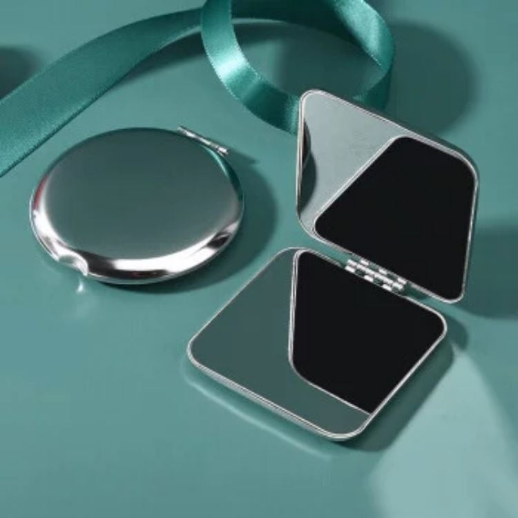Mirror Portable Stainless Steel Portable Round Makeup Mirror Small Mirror Metal Female Hand-Held Drop-Resistant Solid Color Ins Square - Image 1