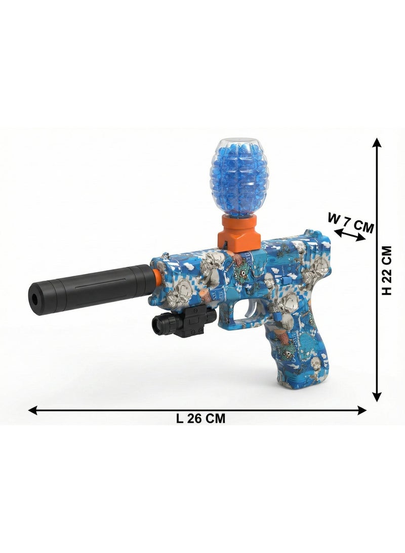 REZZOSS Electric Gel Ball Blaster M1911 Toy Gun – Automatic Hydrogel Splatter Shooter with Blue Graffiti Skull Design | Rechargeable Battery, Silencer, Flashlight & Safety Goggles | Outdoor CS Battle Team Game Gift for Kids Boys 12+ - Image 5