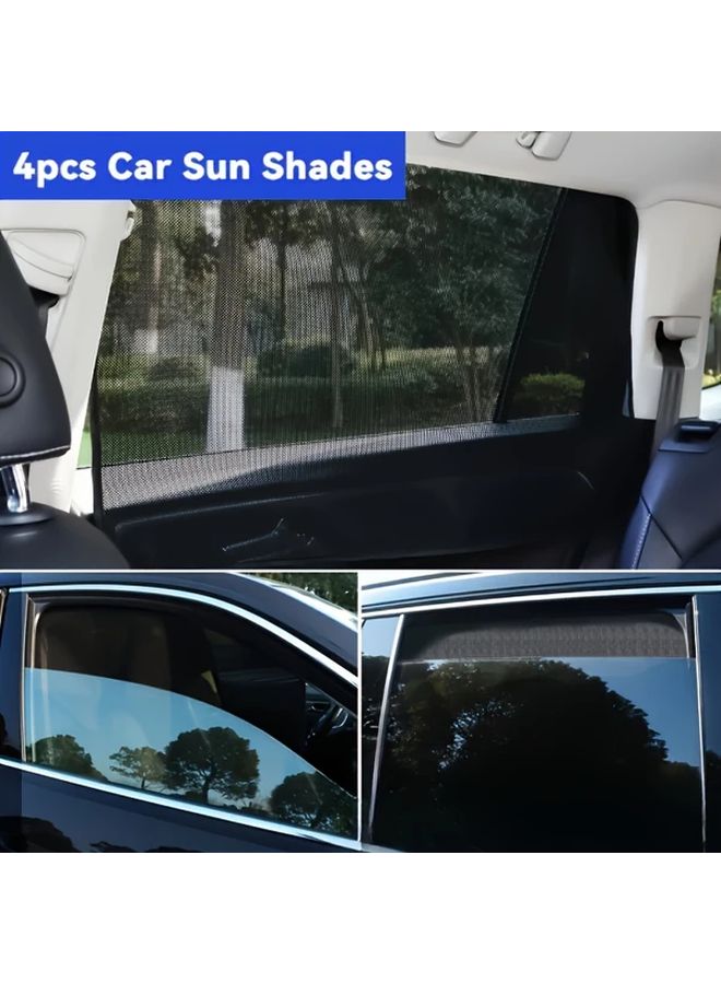 GOXAWEE 4pcs Magnetic Car Window Sunshade Curtains Heat Insulation UV Protection Black - Image 5