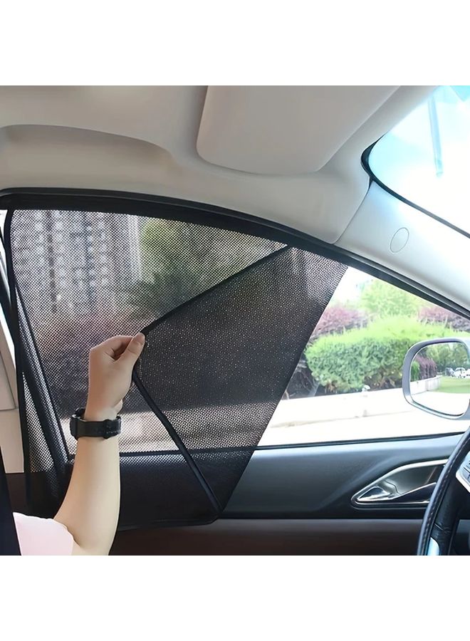 GOXAWEE 4pcs Magnetic Car Window Sunshade Curtains Heat Insulation UV Protection Black - Image 1