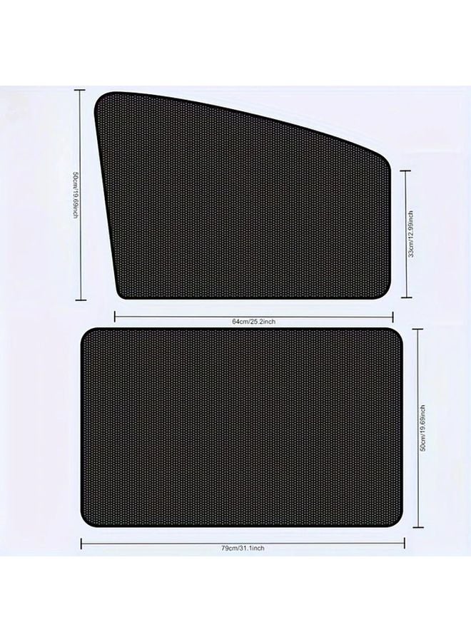 GOXAWEE 4pcs Magnetic Car Window Sunshade Curtains Heat Insulation UV Protection Black - Image 3