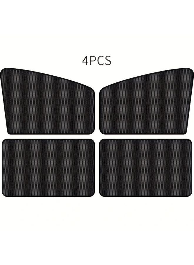 GOXAWEE 4pcs Magnetic Car Window Sunshade Curtains Heat Insulation UV Protection Black - Image 2