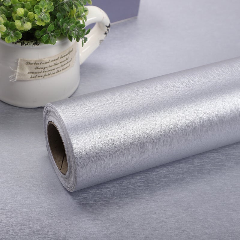 Silver Metal Wire-Drawing Sticker Self-Adhesive Wallpaper Washing Machine Cabinet Air Conditioning Cabinet Machine Electrical Elevator Door Decoration Renovation - Image 3