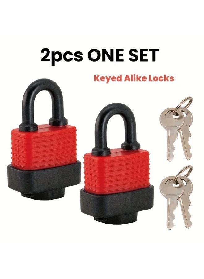 2pcs Heavy Duty Waterproof Padlocks 30mm Laminated Steel Anti Drill Outdoor Use - Image 2
