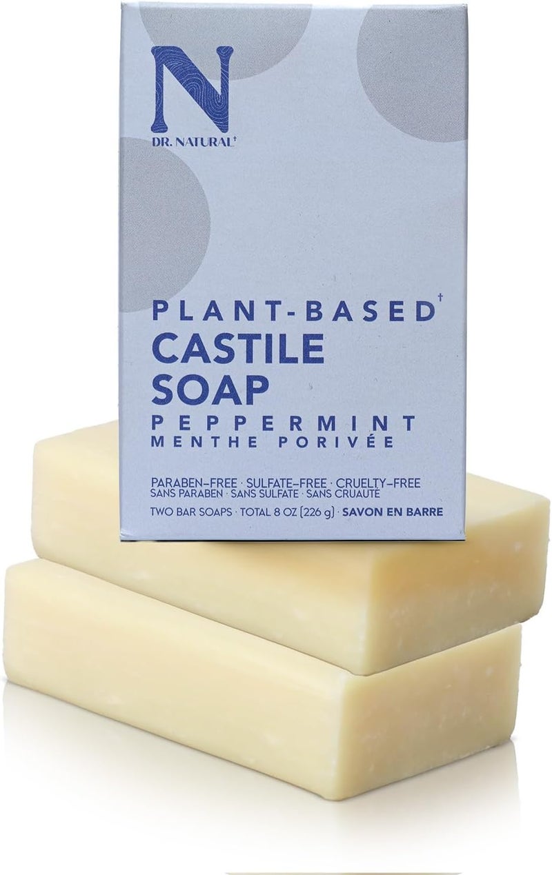 Dr. Natural Pure Castile Soap, Peppermint - Plant-Based, 2 Pcs, 8 oz - Image 1
