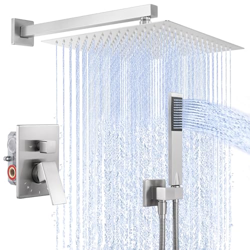 KES Shower Faucet Set, Shower System 12 Inch Rain Shower Head with Handheld Spray, Pressure Balance Shower Faucets Sets Complete Brushed Nickel (cUPC Certified Shower Valve Included), XB6230S12F18-BN - Image 1
