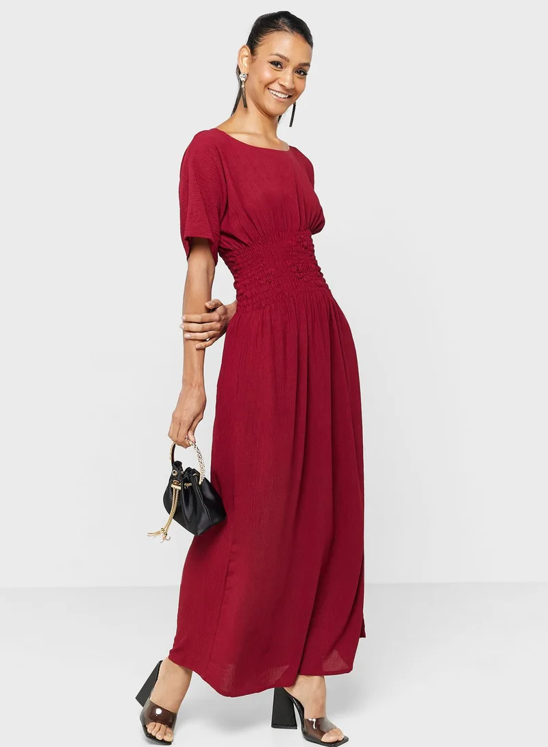hayas closet Shirred Waist Maxi Dress