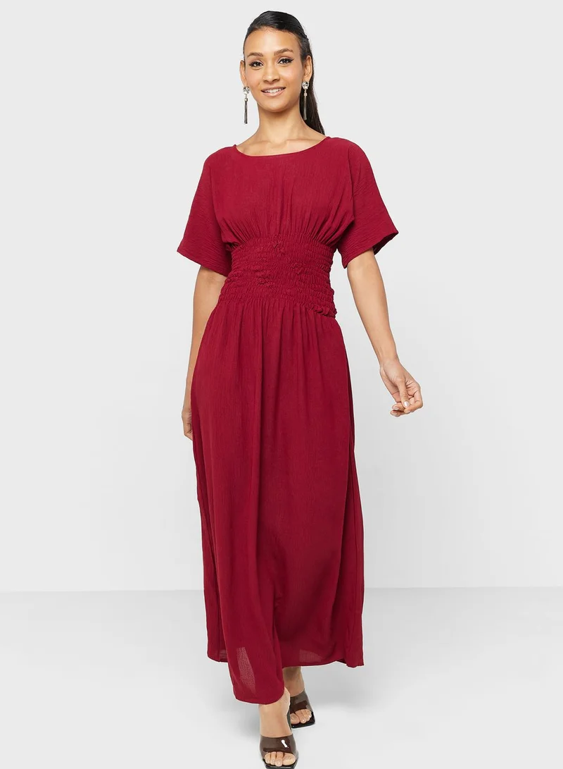 hayas closet Shirred Waist Maxi Dress