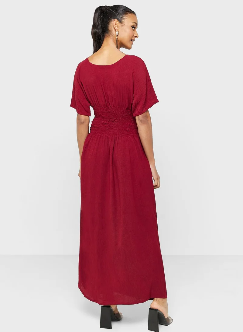 hayas closet Shirred Waist Maxi Dress