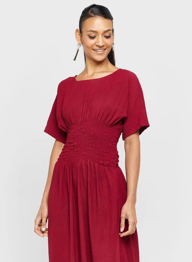 hayas closet Shirred Waist Maxi Dress