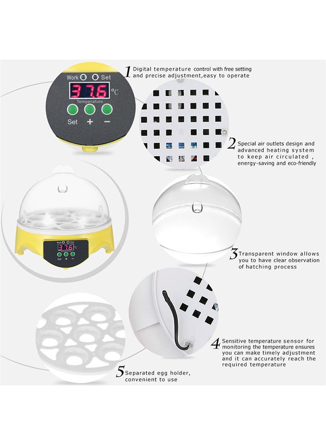 7 Eggs Mini Digital Egg Incubator Clear/Yellow - Image 4