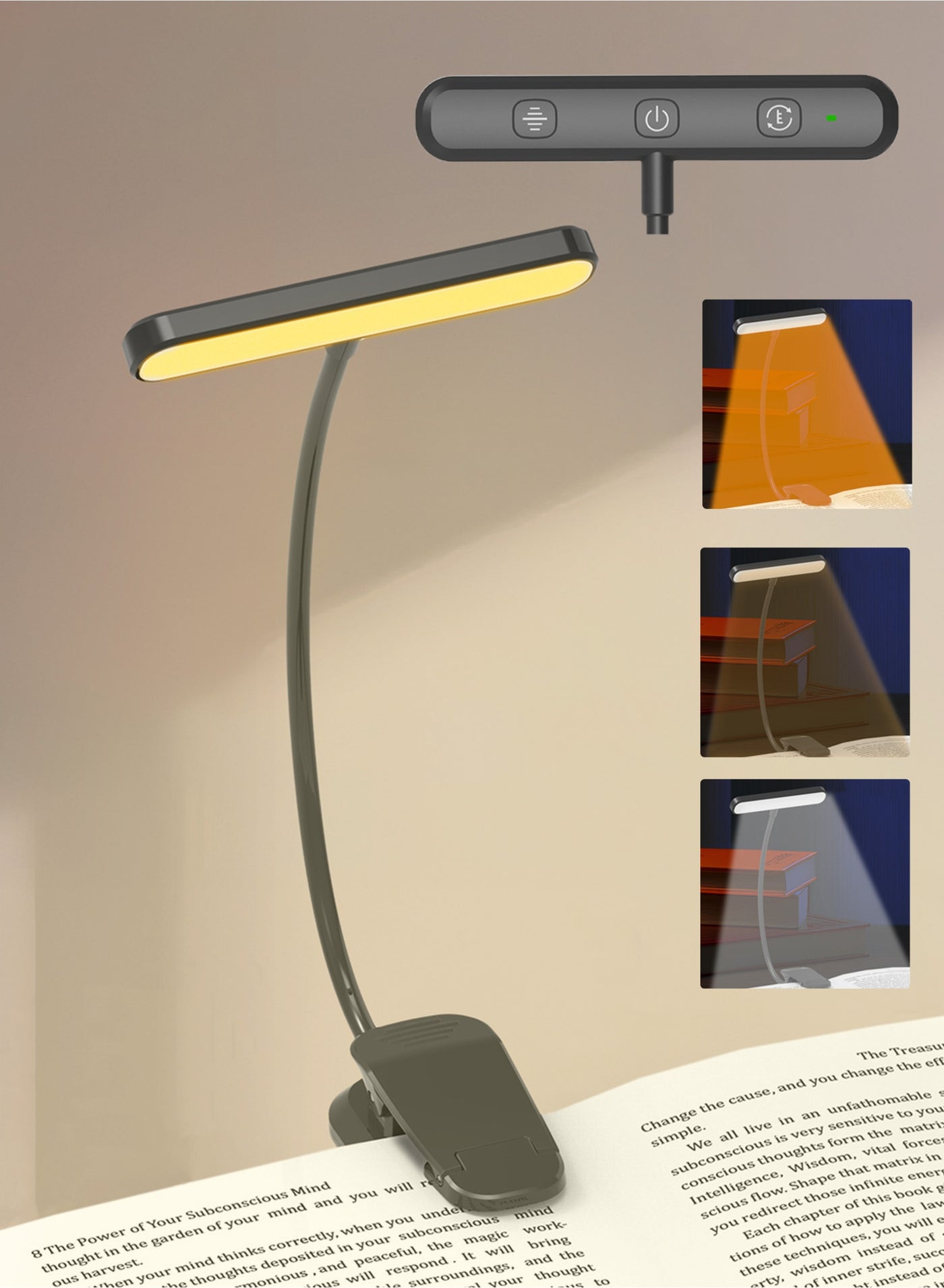 Rechargeable Book Light for Reading in Bed, Eye Caring 3 Color Temperatures,Stepless Dimming Brightness,90 Hrs Runtime Lightweight Clip on Light for Book Lovers