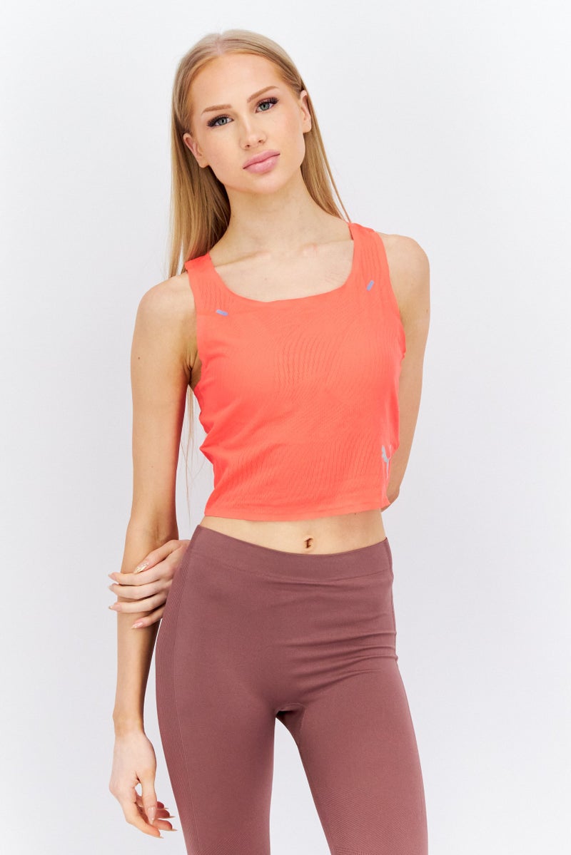 PUMA Women Sportswear Fit Sleeveless Running Tank Top, Coral - Image 1