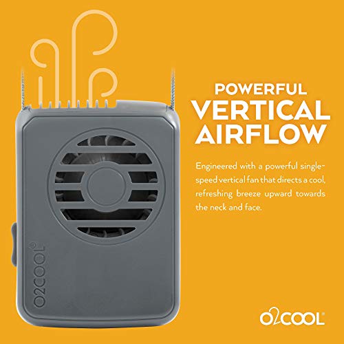 O2COOL Neck Personal Travel Battery Powered Cooling Fan, Single Pack (Gray) - Image 3