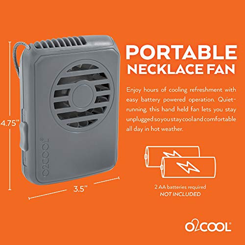 O2COOL Neck Personal Travel Battery Powered Cooling Fan, Single Pack (Gray) - Image 5